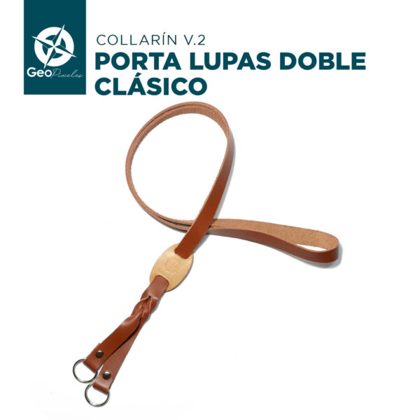 Collarín Porta Lupas Clásico - Geopixeles CORREA P/LUPA 2 ARGOLLAS NAC. COLLAR CUERO PARA LUPA ANILLO DOBLE PORTA LUPA DE CUERO CAFÉ