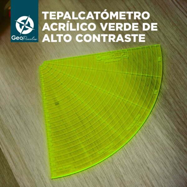 Tepalcatómetro / Diametrón - Acrilico 1- 25 cm Verde alta visibilidad